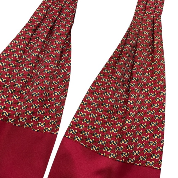 HERMÈS Red/Blue/Gold Chain Silk LUXURY Ascot Cravat FRANCE - Picture 2 of 3